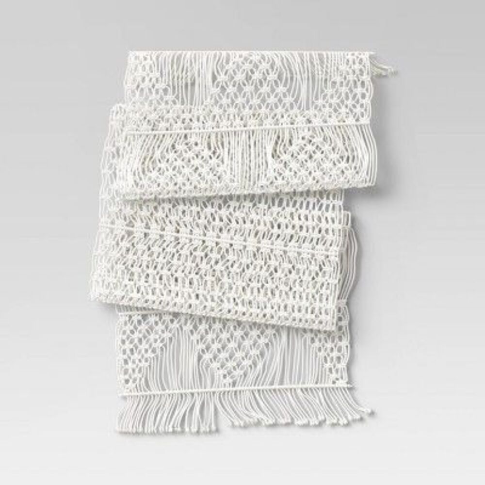Open Box - Opalhouse - 108" x 14" Cotton Macrame Runner White - Opalhouse White